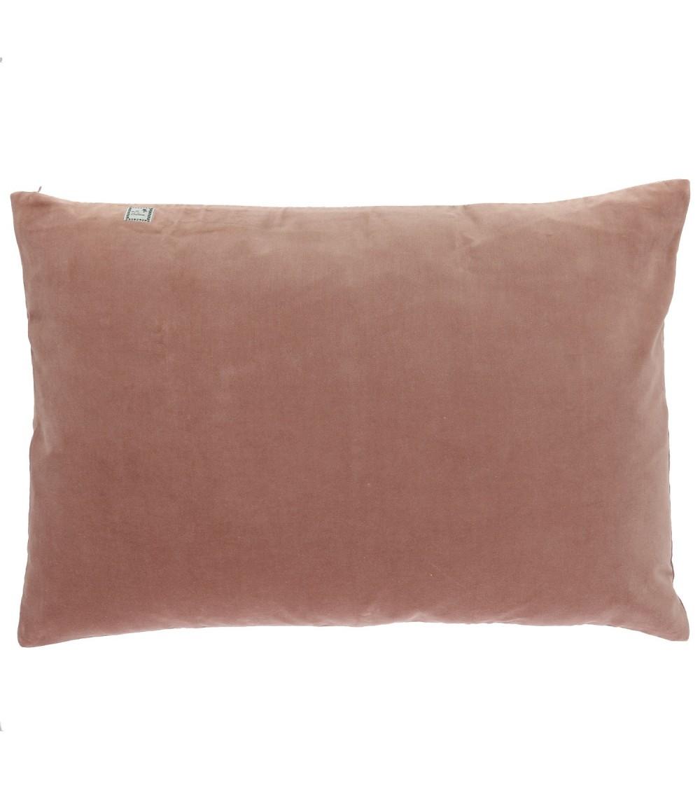 Pompon Bazar COUSSIN En VELOURS 75x50cm Couleur ROSE POUDRE