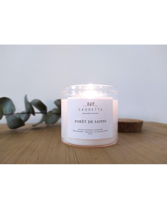 pompon bazar FORÊT de SAPINS - BOUGIE ARTISANALE PARFUMÉE à la CIRE DE SOJA NATURELLE