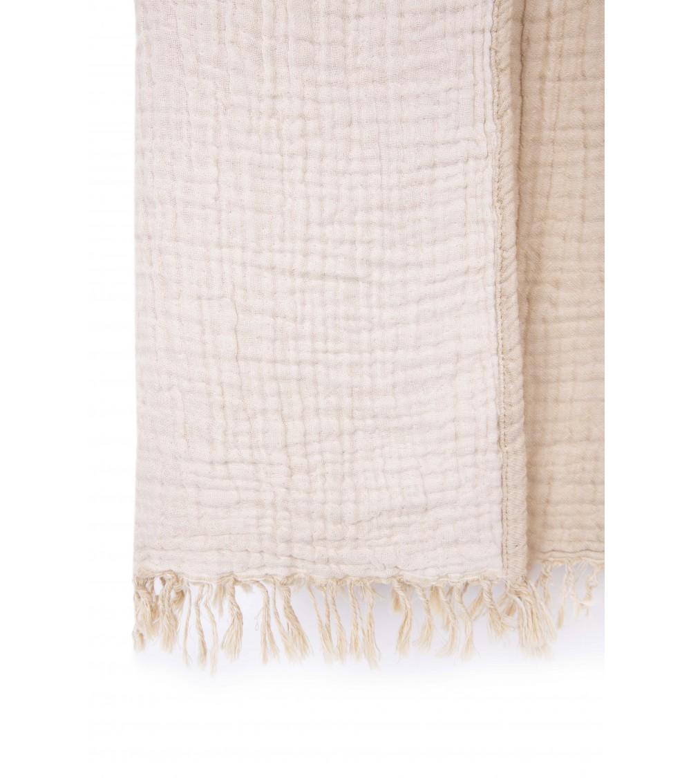 Pompon Bazar GRAND TEXTILE En COTON BEIGE 280 X 270 Cm