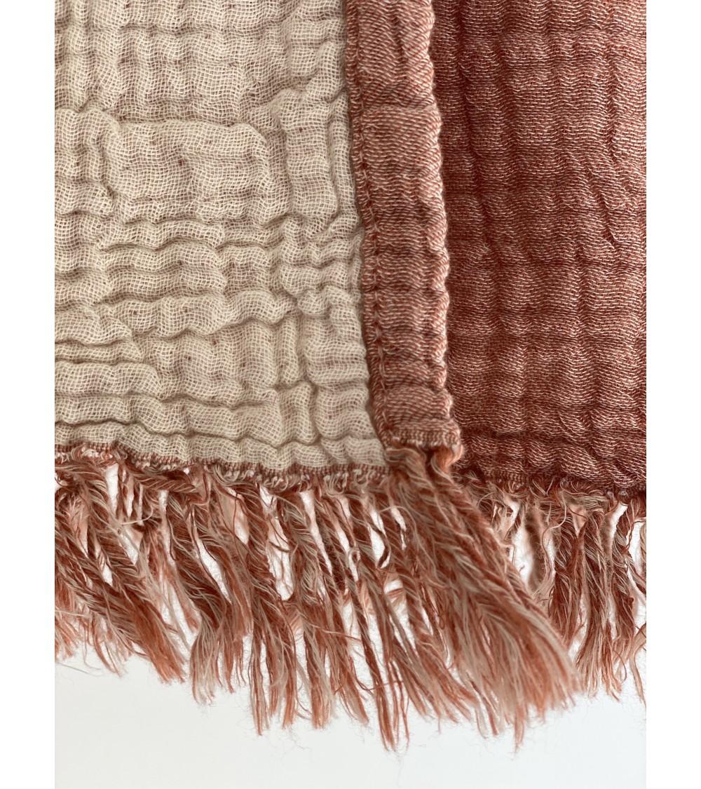 Pompon Bazar GRAND TEXTILE En COTON TERRACOTTA 280 X 270 Cm