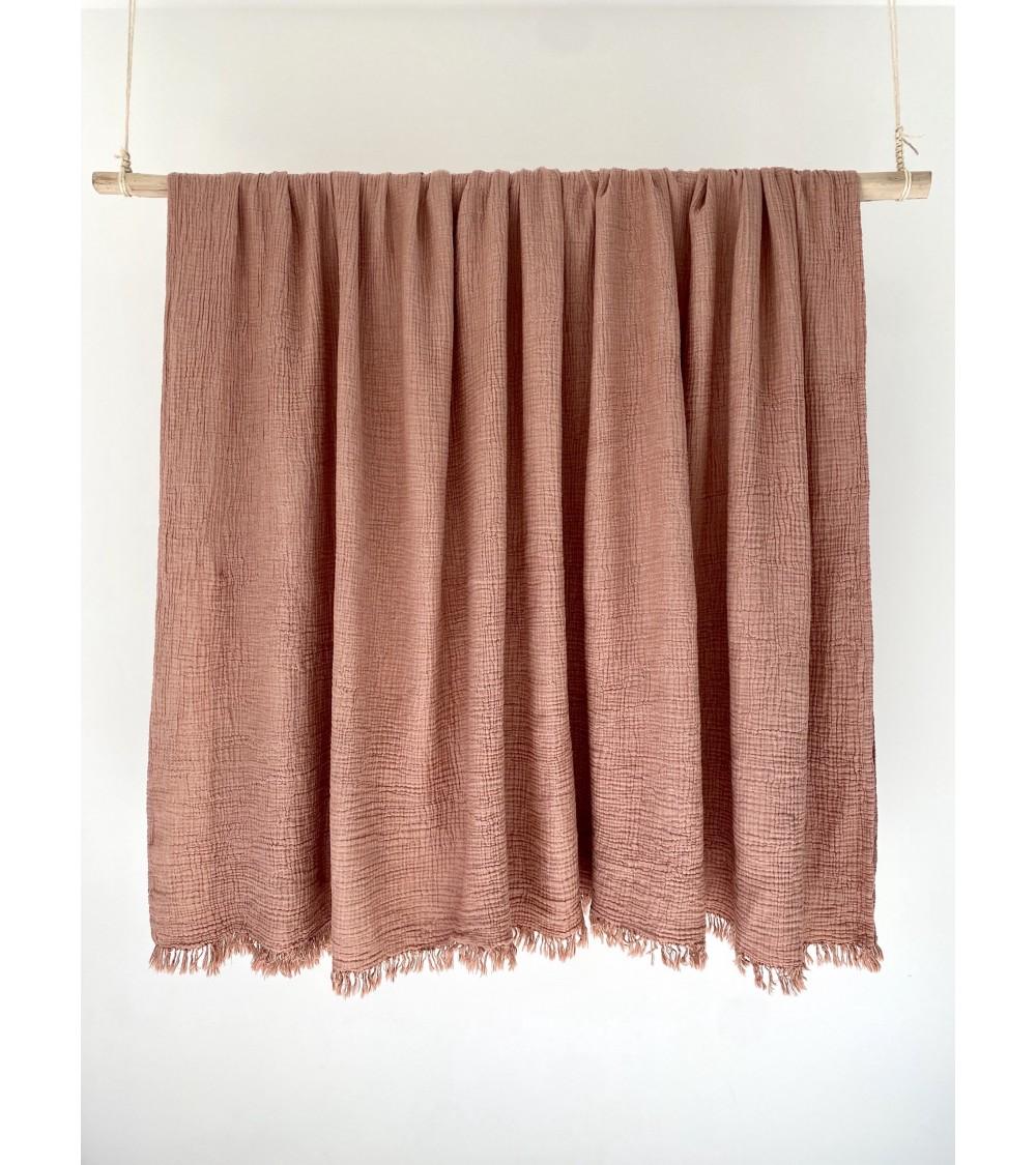 pompon bazar GRAND TEXTILE en COTON TERRACOTTA 280 x 270 cm