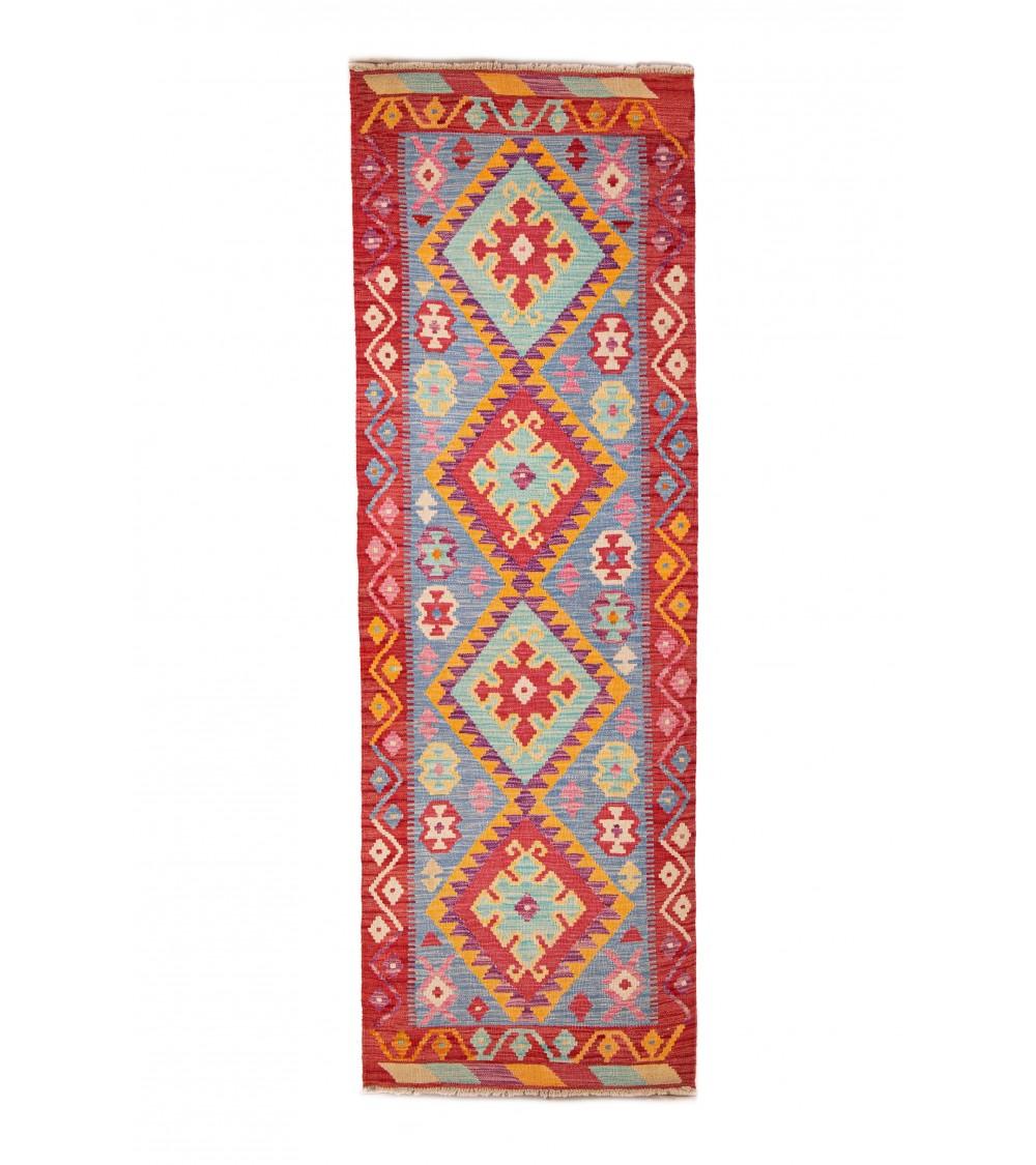 pompon bazar KILIM AFGHAN PACHTOUNE de COULOIR 240 x 76 cm