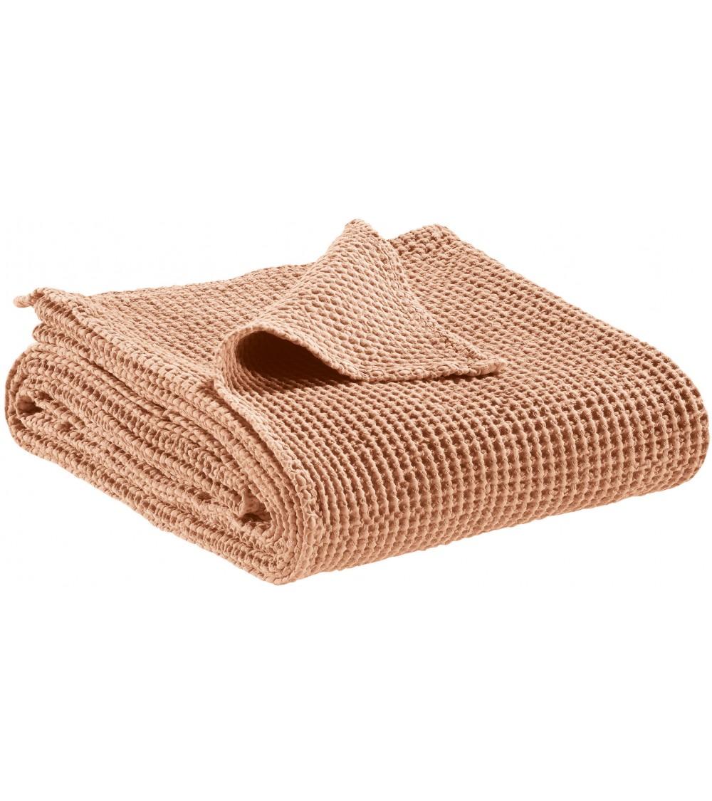 pompon bazar PLAID couleur DRAGEE en COTON 200x140cm