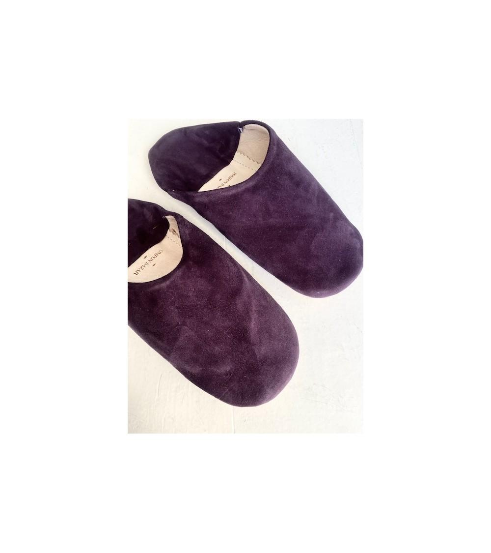 Pompon Bazar BABOUCHES En DAIM De COULEUR VIOLET