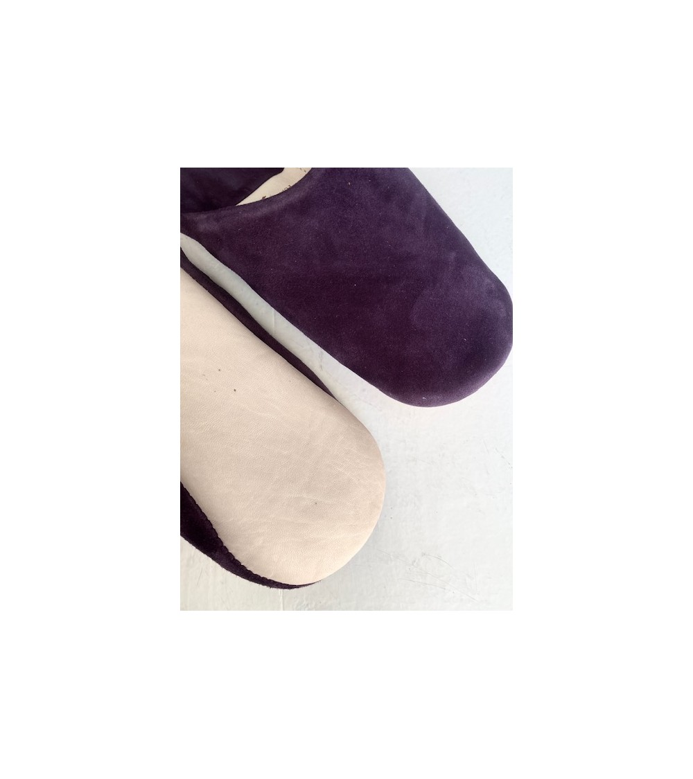 Pompon Bazar BABOUCHES En DAIM De COULEUR VIOLET