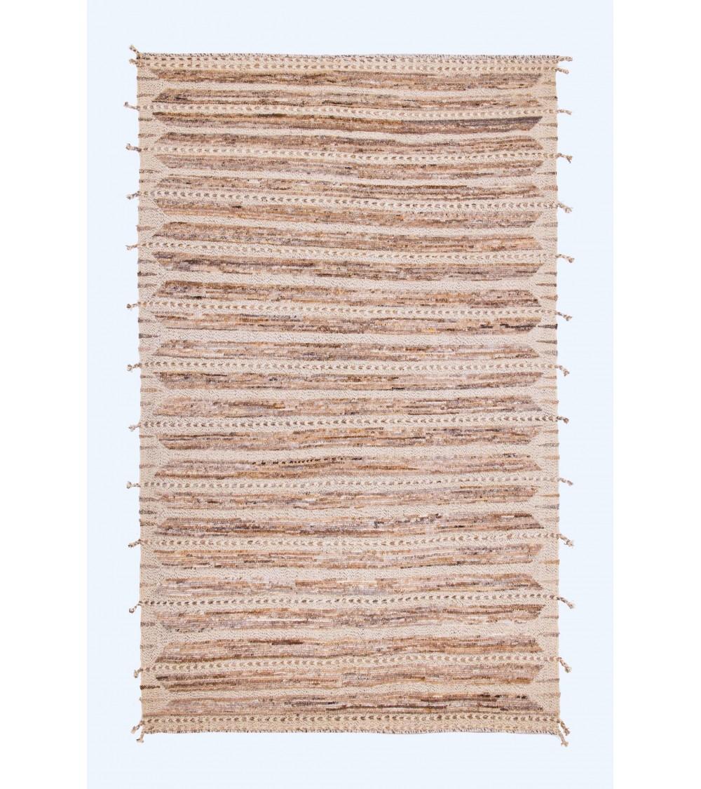pompon bazar TAPIS AFGHAN BEIGE 246 x 155 cm
