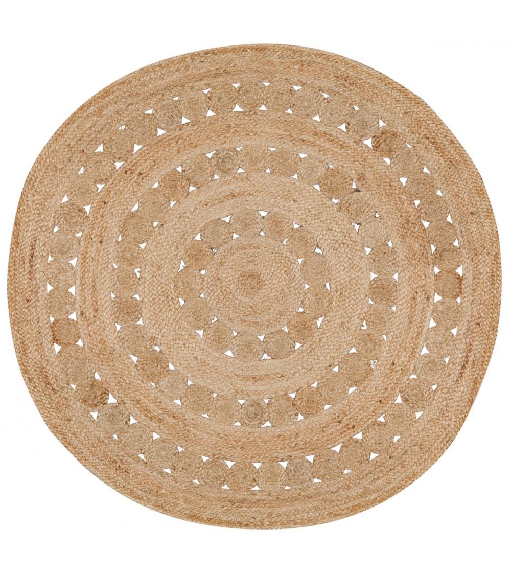 pompon bazar TAPIS ROND en JUTE DIAMETRE 120cm