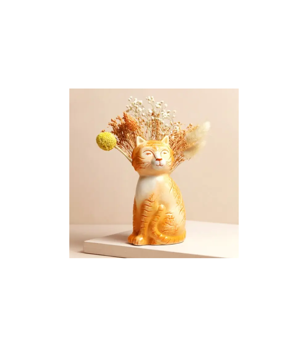 pompon bazar VASE en CERAMIQUE "CHAT" 17cm