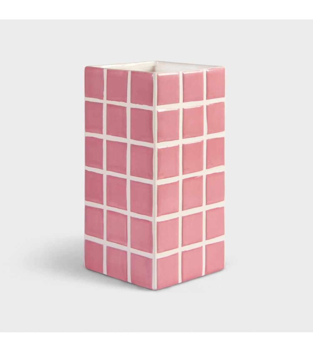 pompon bazar VASE en CERAMIQUE ROSE Hauteur 21cm