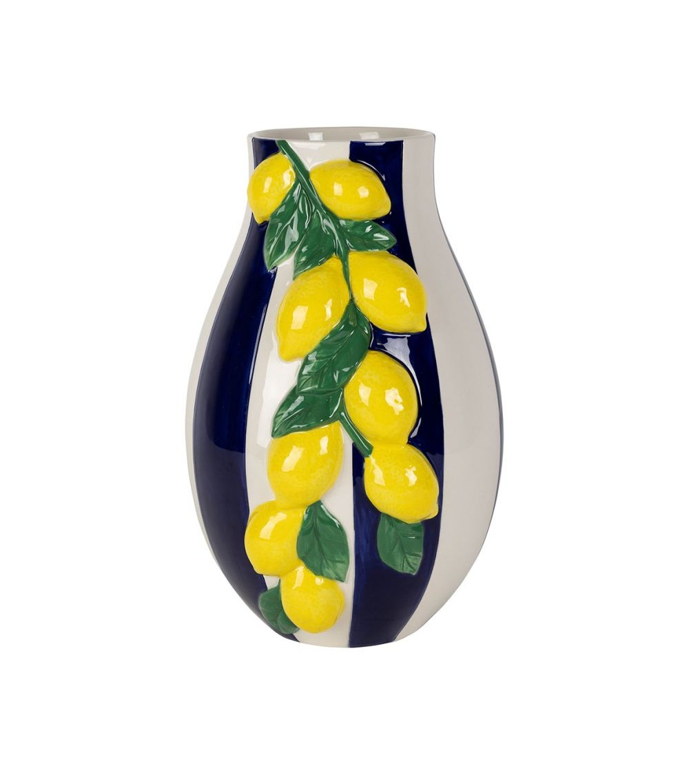 pompon bazar VASE en GRES "MEDITERRANEEN" 28cm