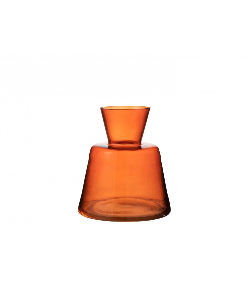 pompon bazar VASE en VERRE CONIQUE ORANGE 17cm