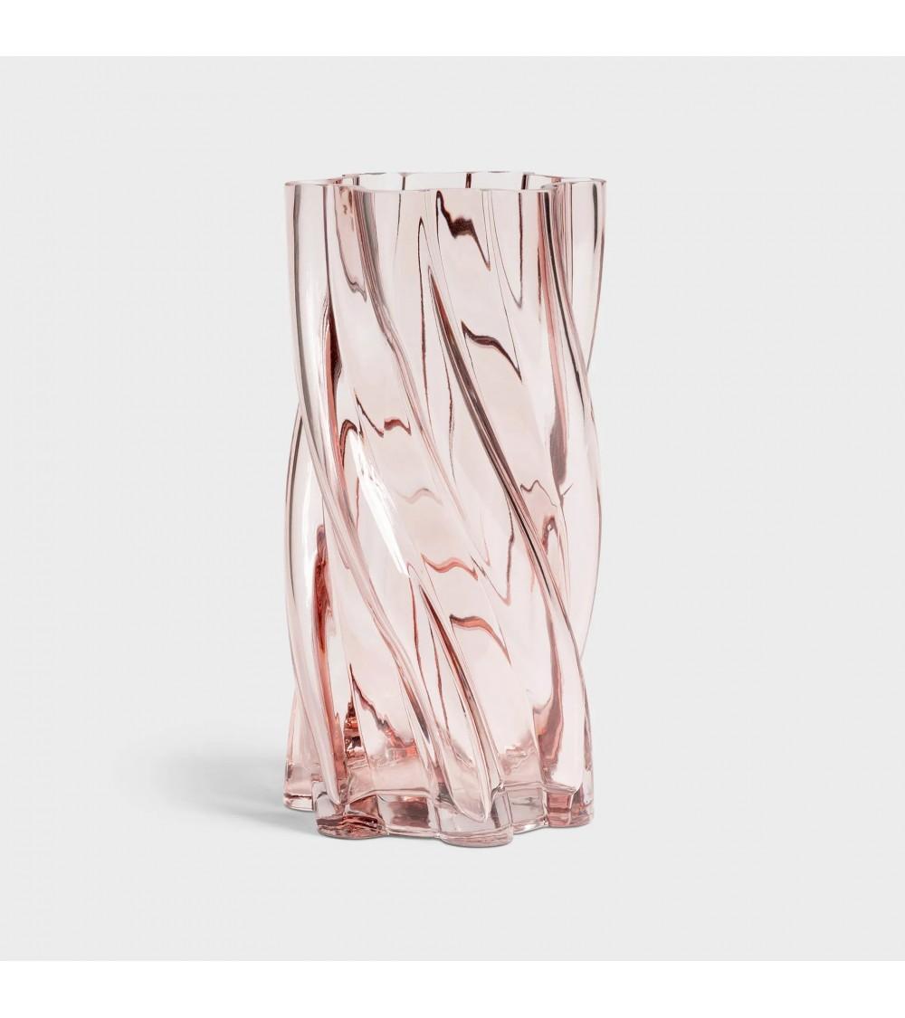 pompon bazar VASE en VERRE TRANSPARENT ROSE 25cm