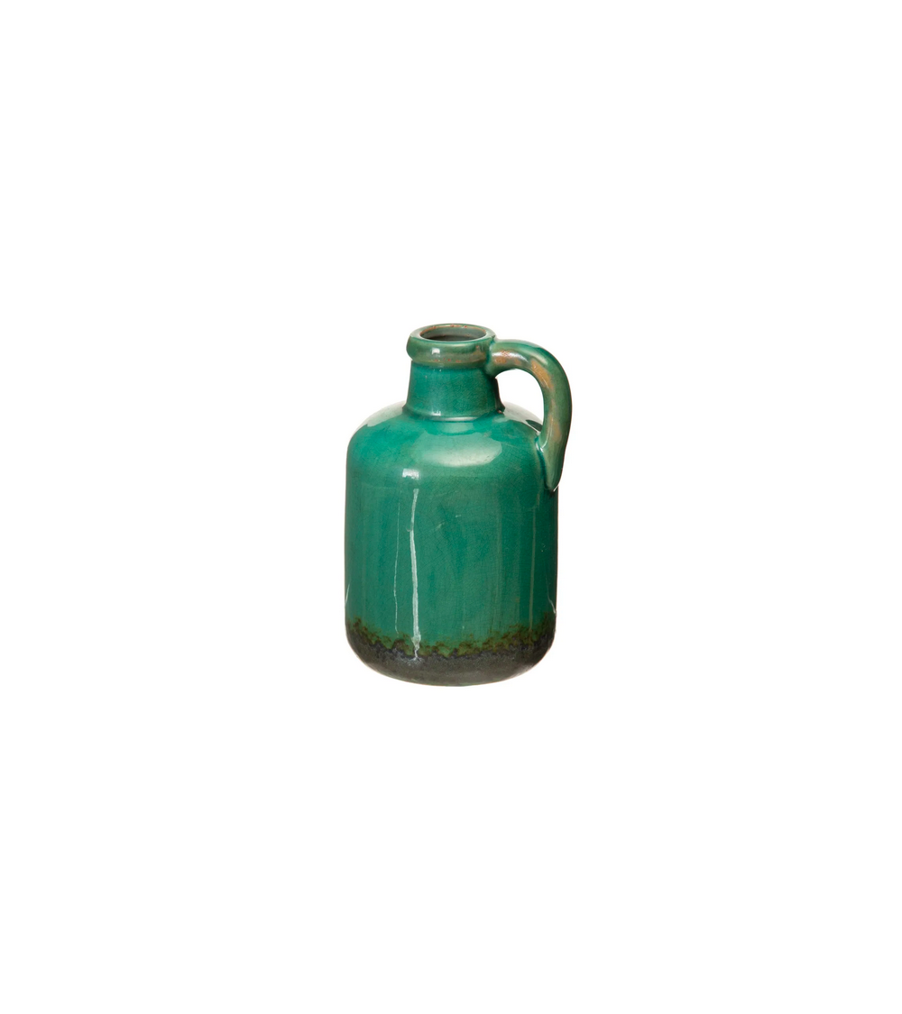 pompon bazar VASE TURQUOISE en CERAMIQUE 19cm
