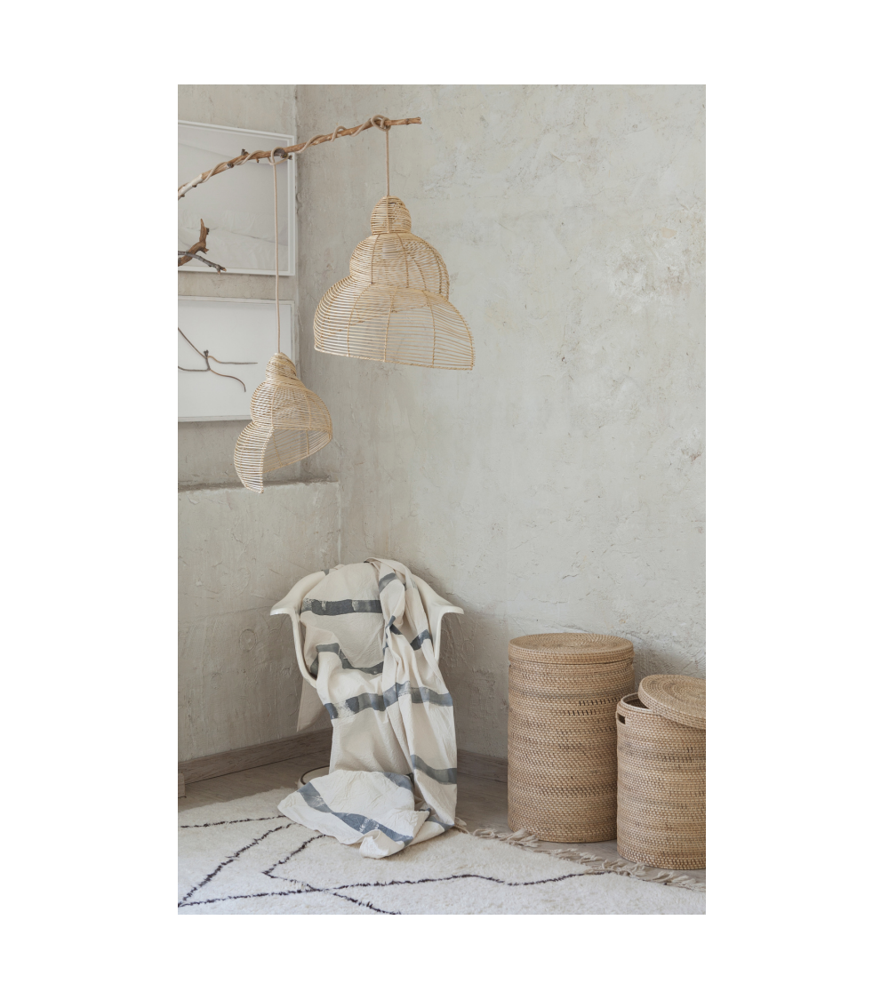 Pompon Bazar SUSPENSION COQUILLAGE En ROTIN Petit Format