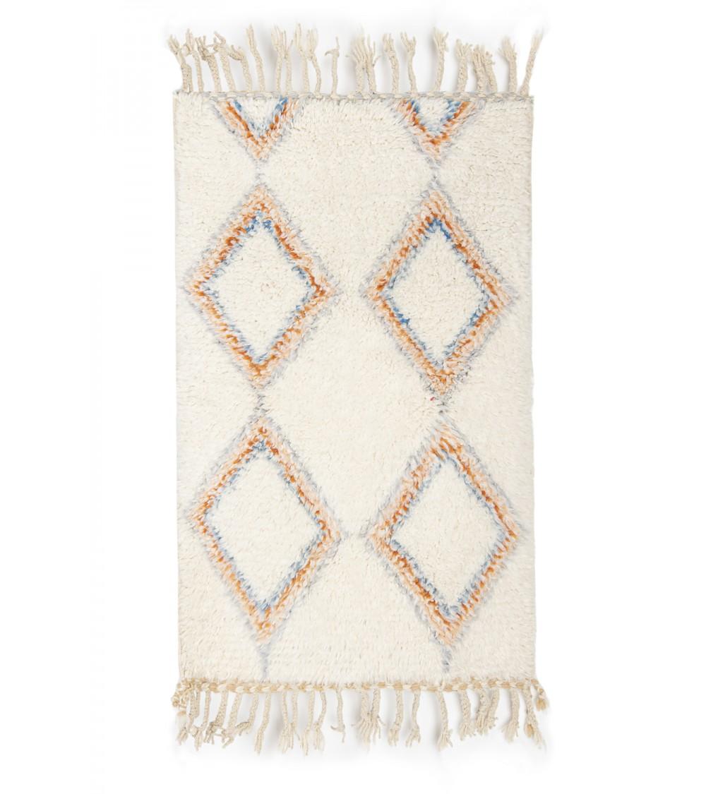 pompon bazar TAPIS BERBERE BENI OURAIN avec LOSANGES 120 x 83 cm