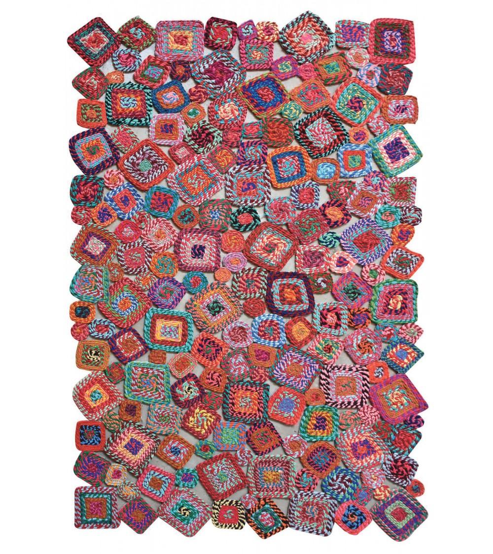 Pompon Bazar TAPIS En COTON MULTICOLORE 180 X 120 Cm