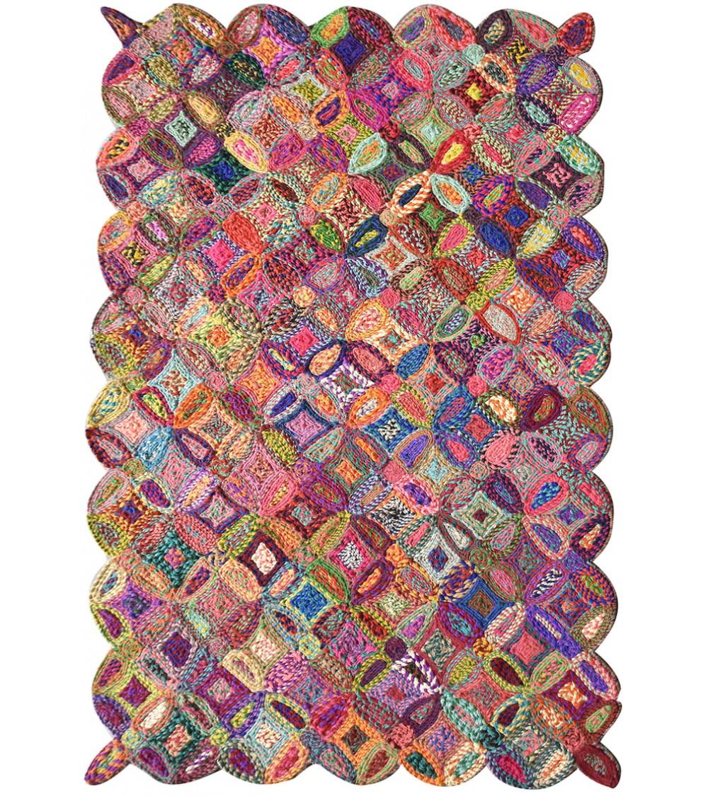 pompon bazar TAPIS en COTON MULTICOLORE 230 x 160 cm