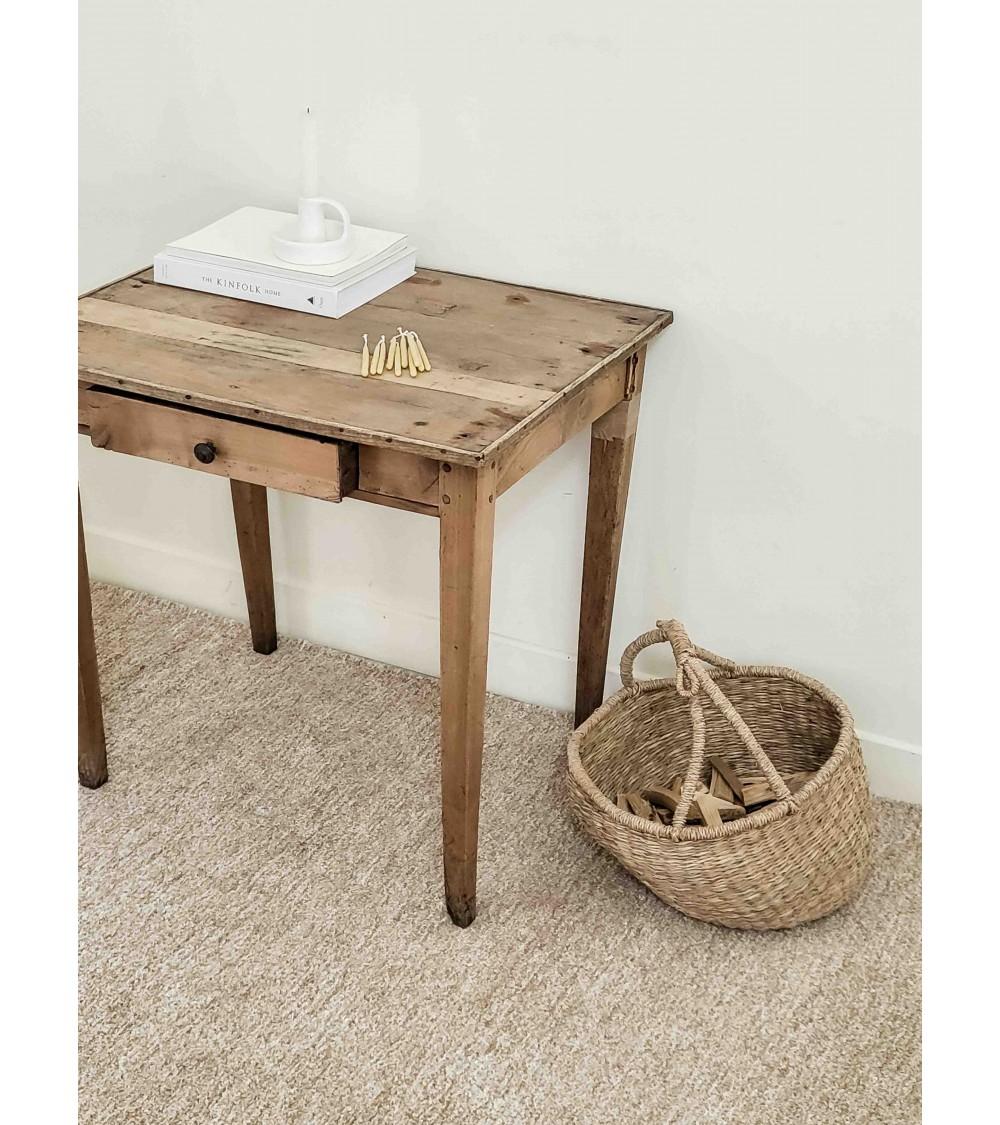 pompon bazar TAPIS en COTON RECYCLE BEIGE "LUCA" 150 x 100 cm