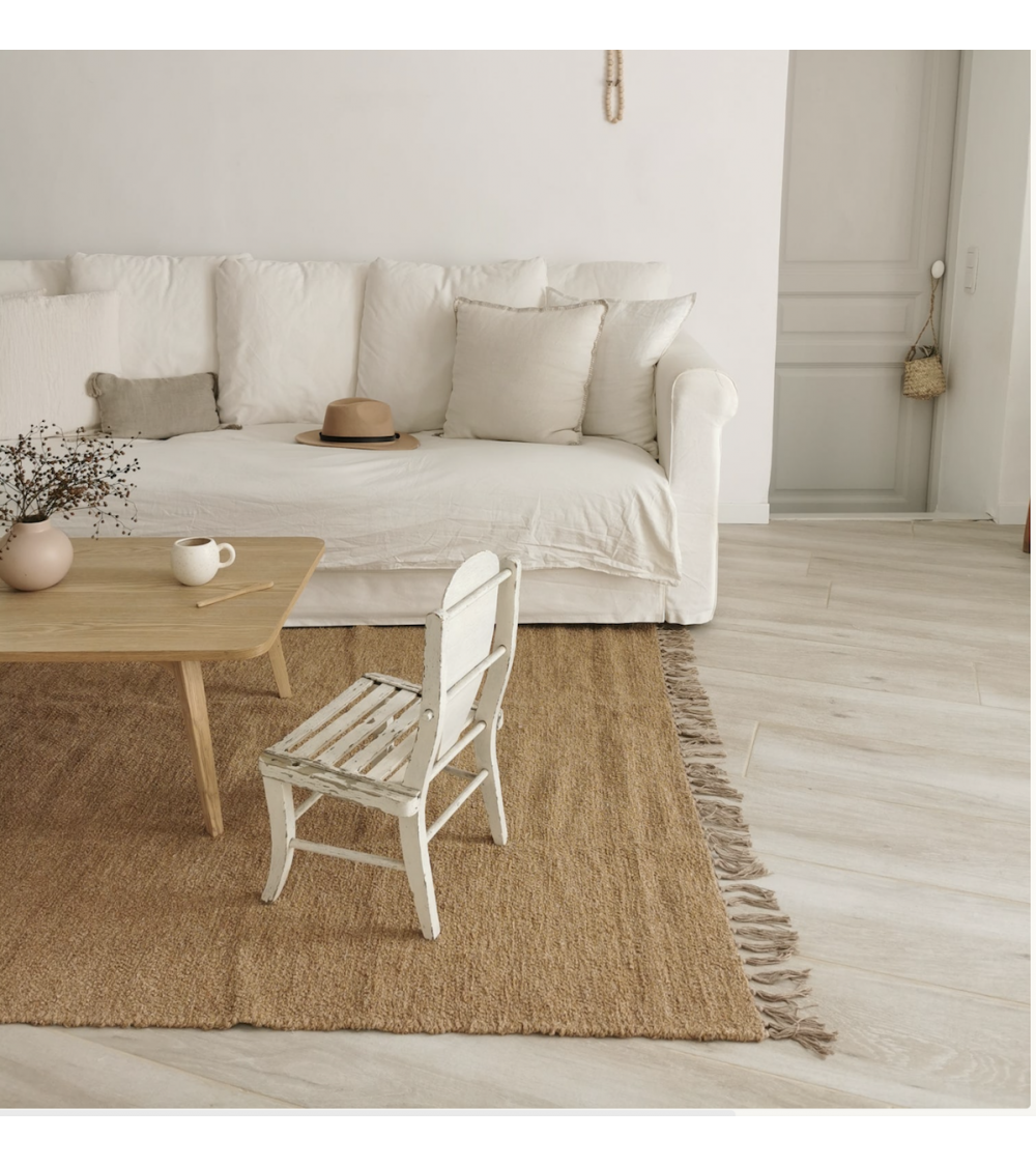 Pompon Bazar TAPIS En COTON RECYCLE CAMEL "LUCA" 200 X 140 Cm
