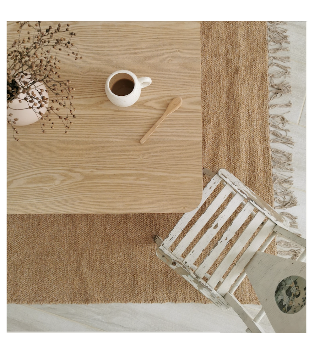 Pompon Bazar TAPIS En COTON RECYCLE CAMEL "LUCA" 200 X 140 Cm