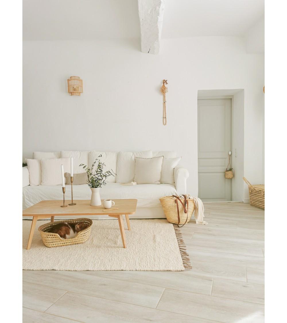 Pompon Bazar TAPIS En COTON RECYCLE ECRU "LUCA" 140 X 70 Cm