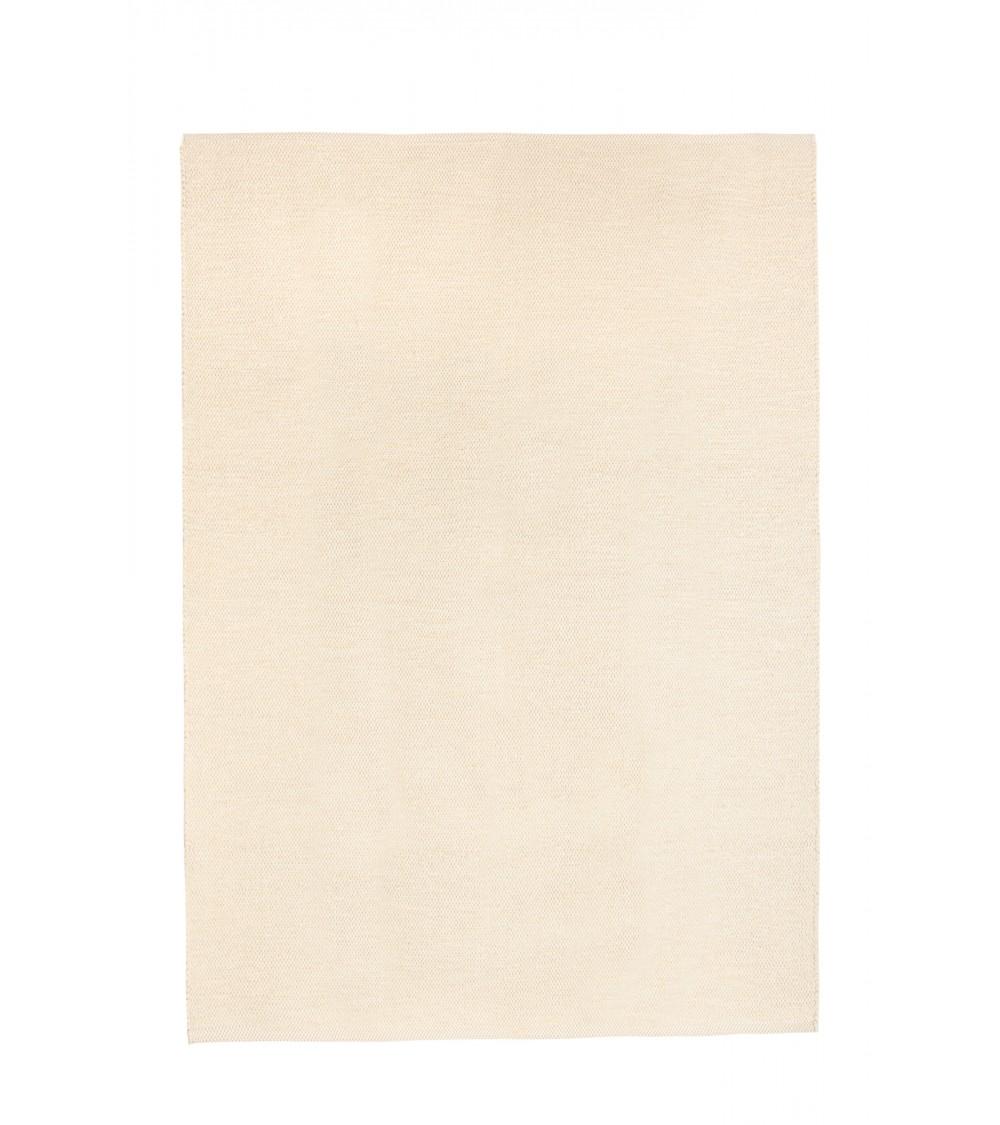 pompon bazar TAPIS en COTON RECYCLE ECRU "LUCA" 200 x 140 cm