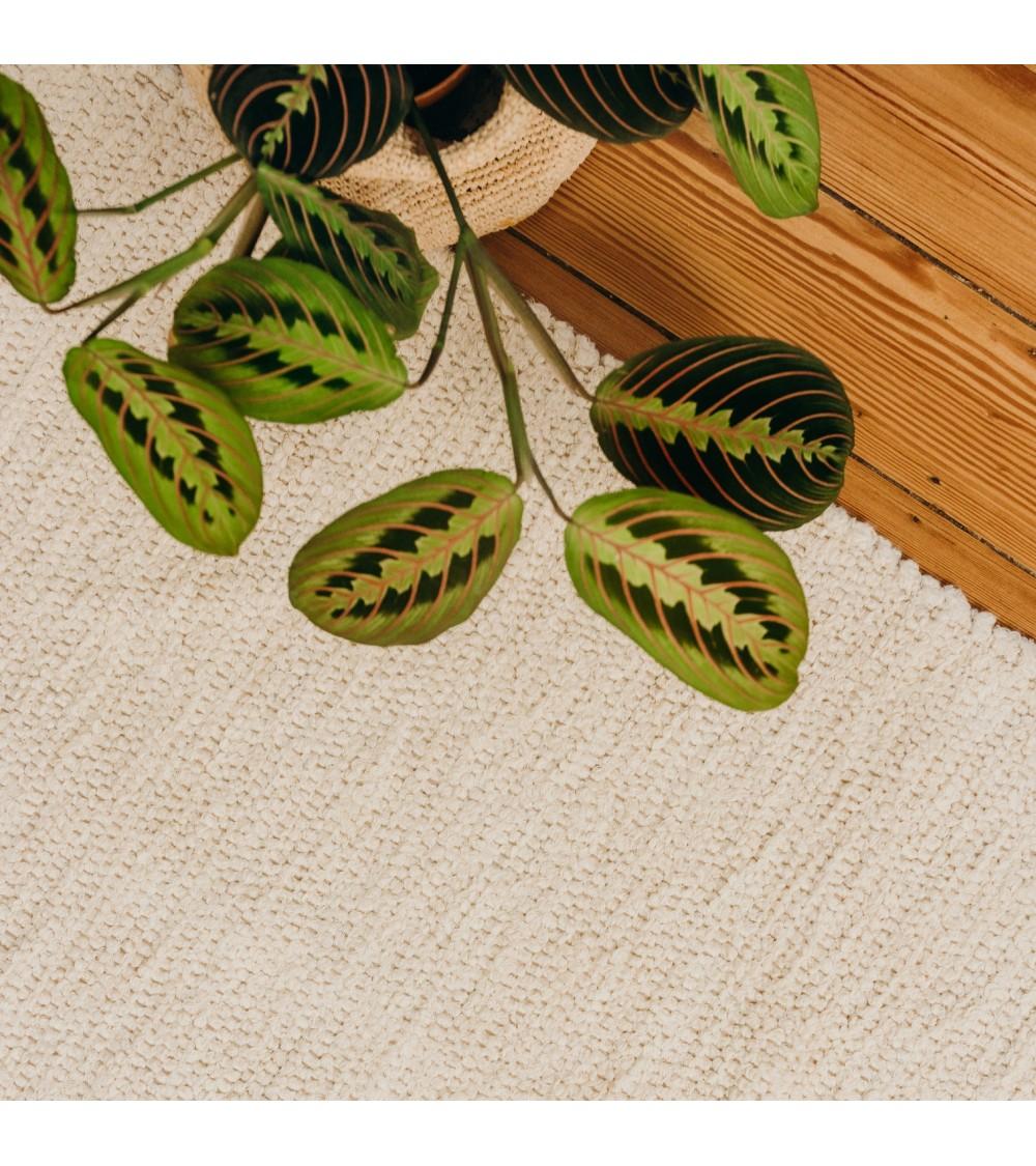 pompon bazar TAPIS en COTON RECYCLE ECRU "LUCA" 240 x 170 cm