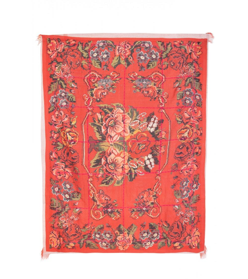 pompon bazar TEXTILE KHANTA INDIEN VINTAGE à MOTIF MOLDAVE 200 x 140 cm