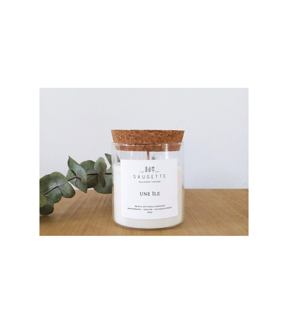 pompon bazar Une ILE - BOUGIE ARTISANALE PARFUMÉE à la CIRE DE SOJA NATURELLE