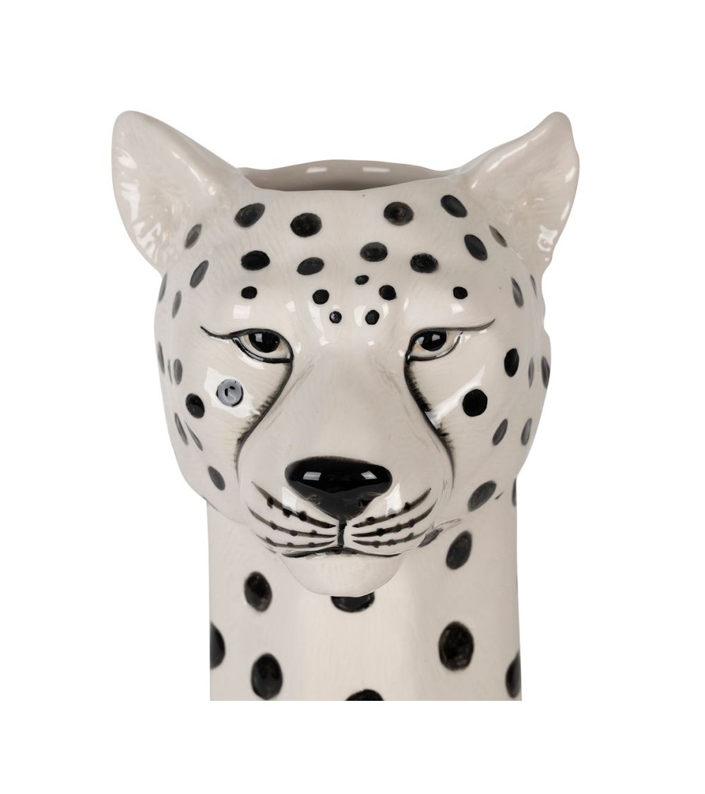 Pompon Bazar VASE En CERAMIQUE "LEOPARD" NOIR Et BLANC 28 5cm