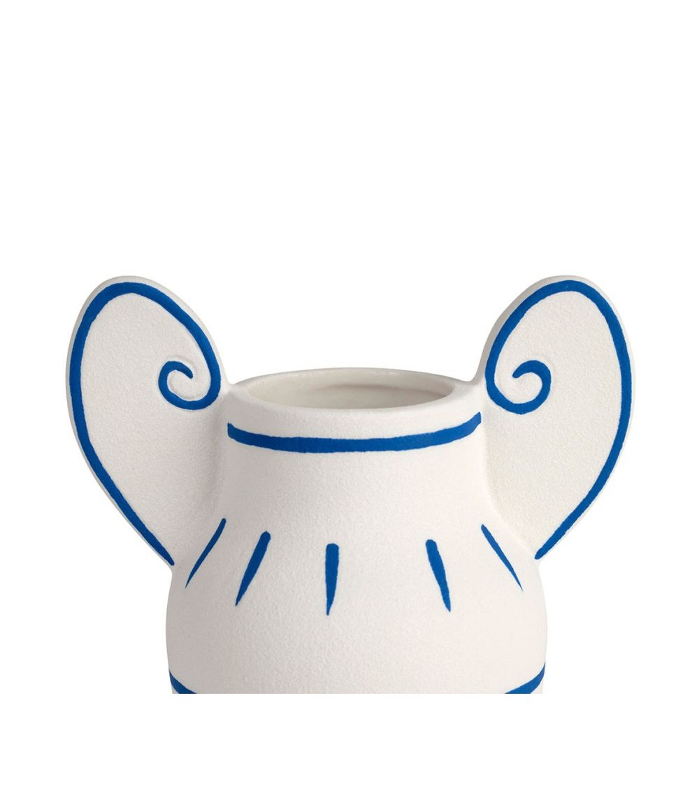 Pompon Bazar VASE En PORCELAINE BLANC Et BLEU 19 5cm