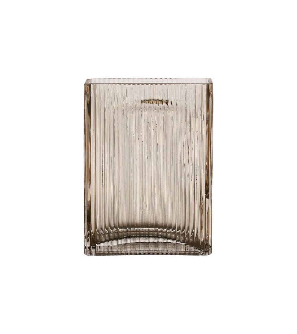 pompon bazar VASE en VERRE STRIE couleur NUDE 19 5cm