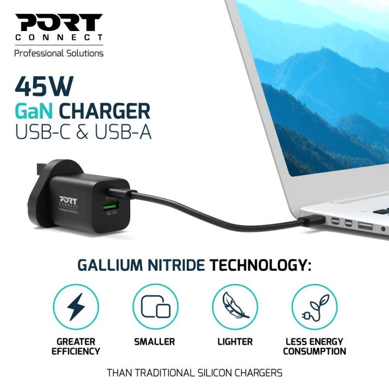 Pompon Bazar Chargeur Mural GaN 45W & Câble USB-C 2M UK