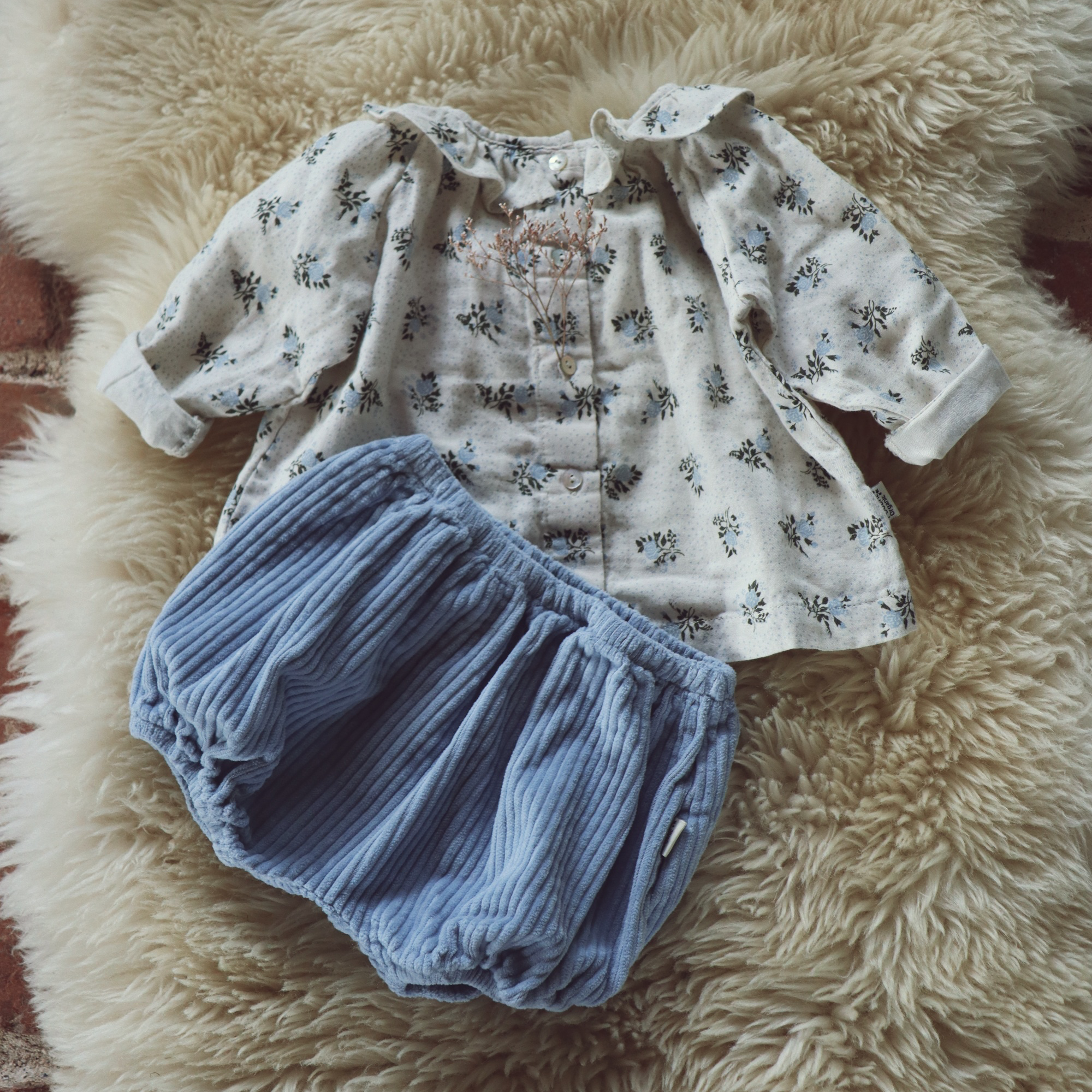 Poudre Organic BLOOMER VERVEINE VELOURS CÔTELÉ Blue Fog