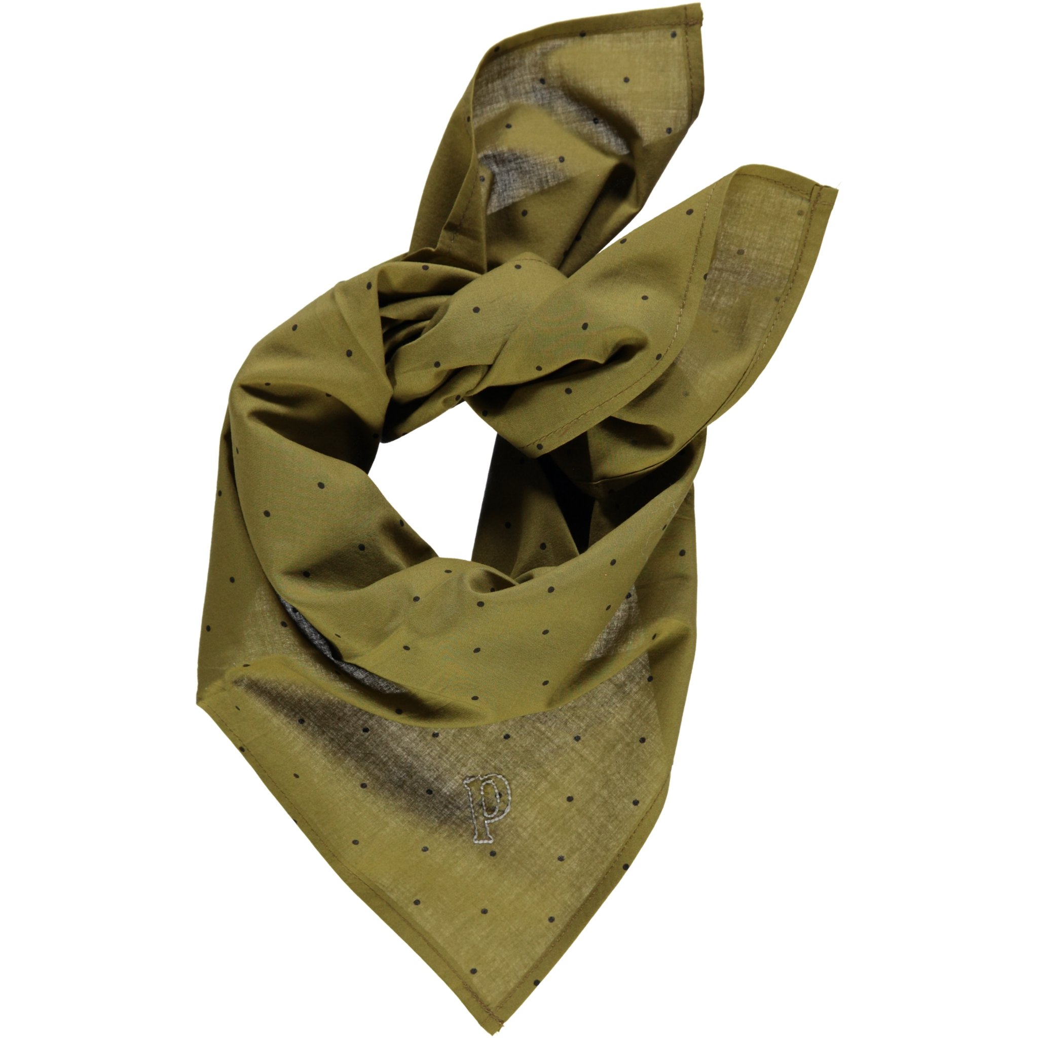 poudre organic FOULARD TOURNESOL BRODÉ Points Green Moss