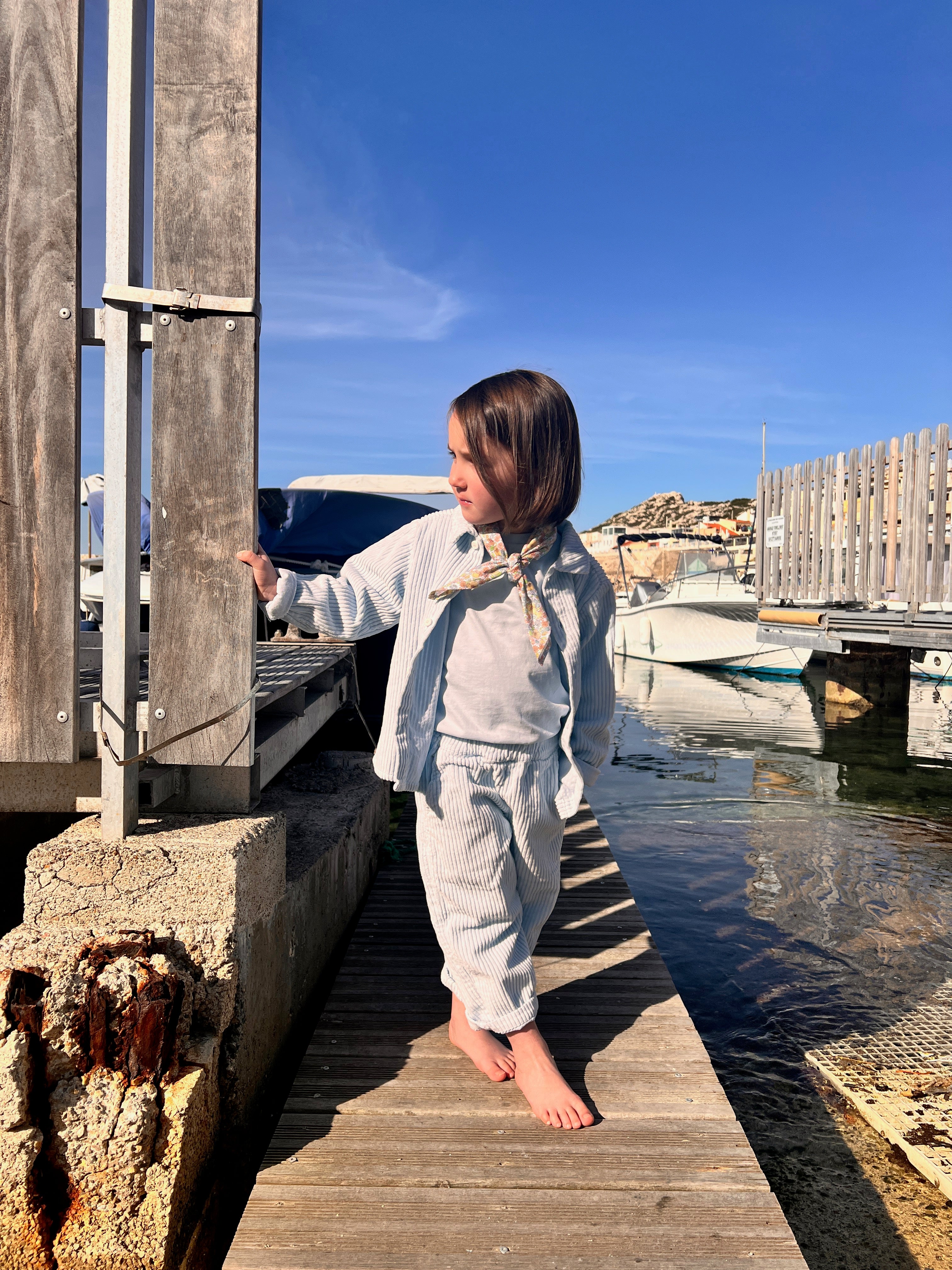 Poudre Organic PANTALON POMELOS VELOURS CÔTELÉ Baby Blue