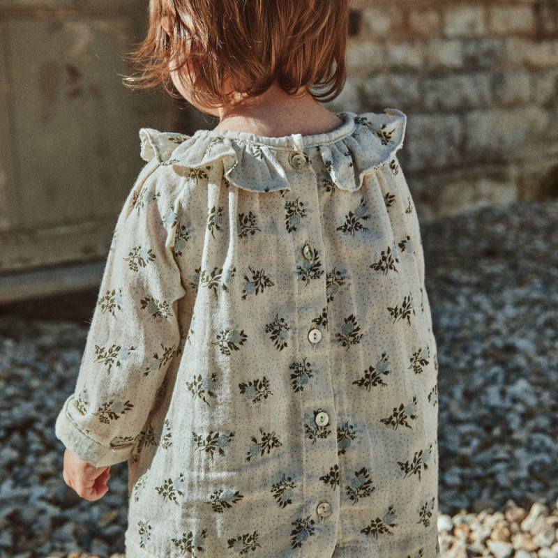 Poudre Organic BLOUSE CHARME Fleurs Blue Fog