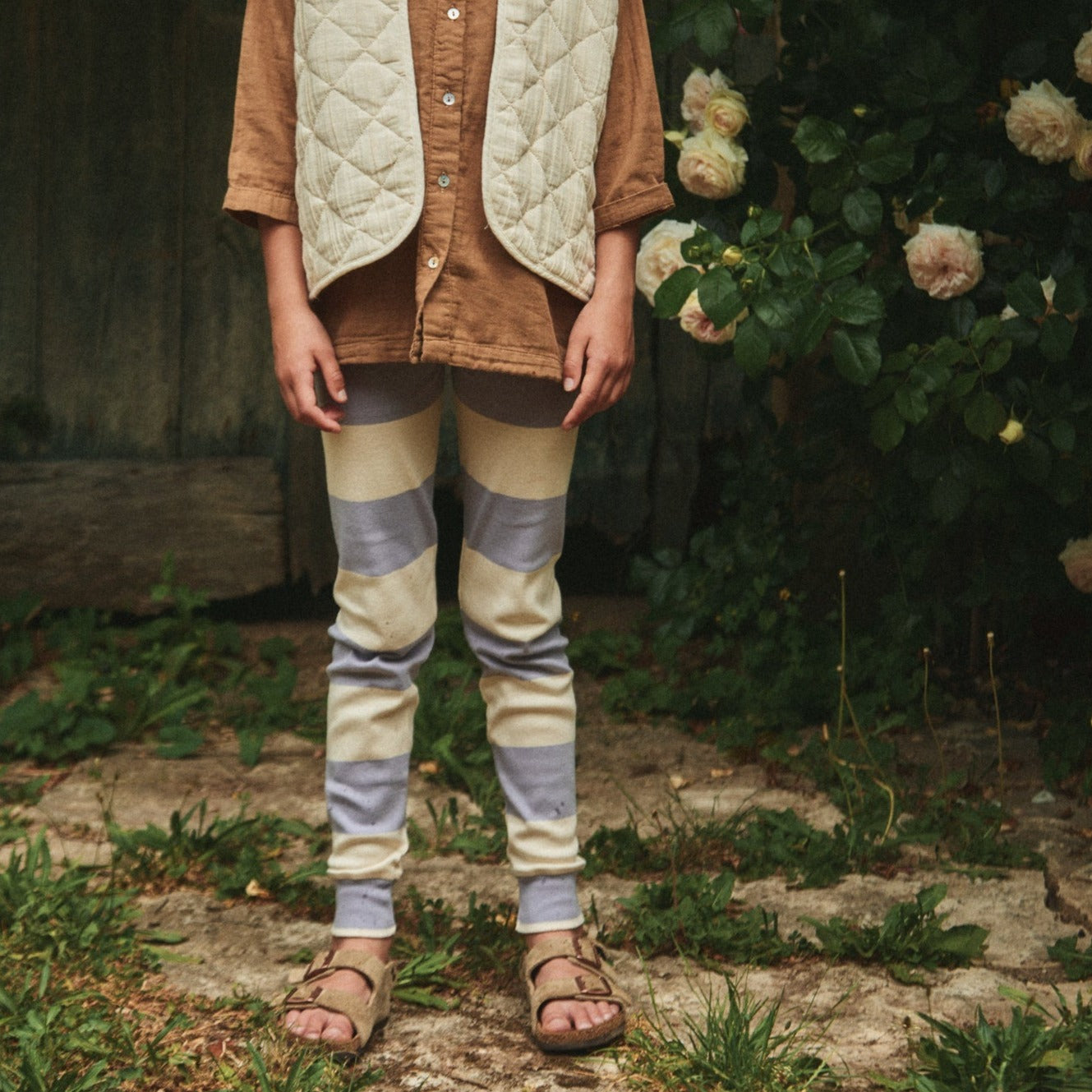 Poudre Organic LEGGINGS BASILIC Rayures Lavender