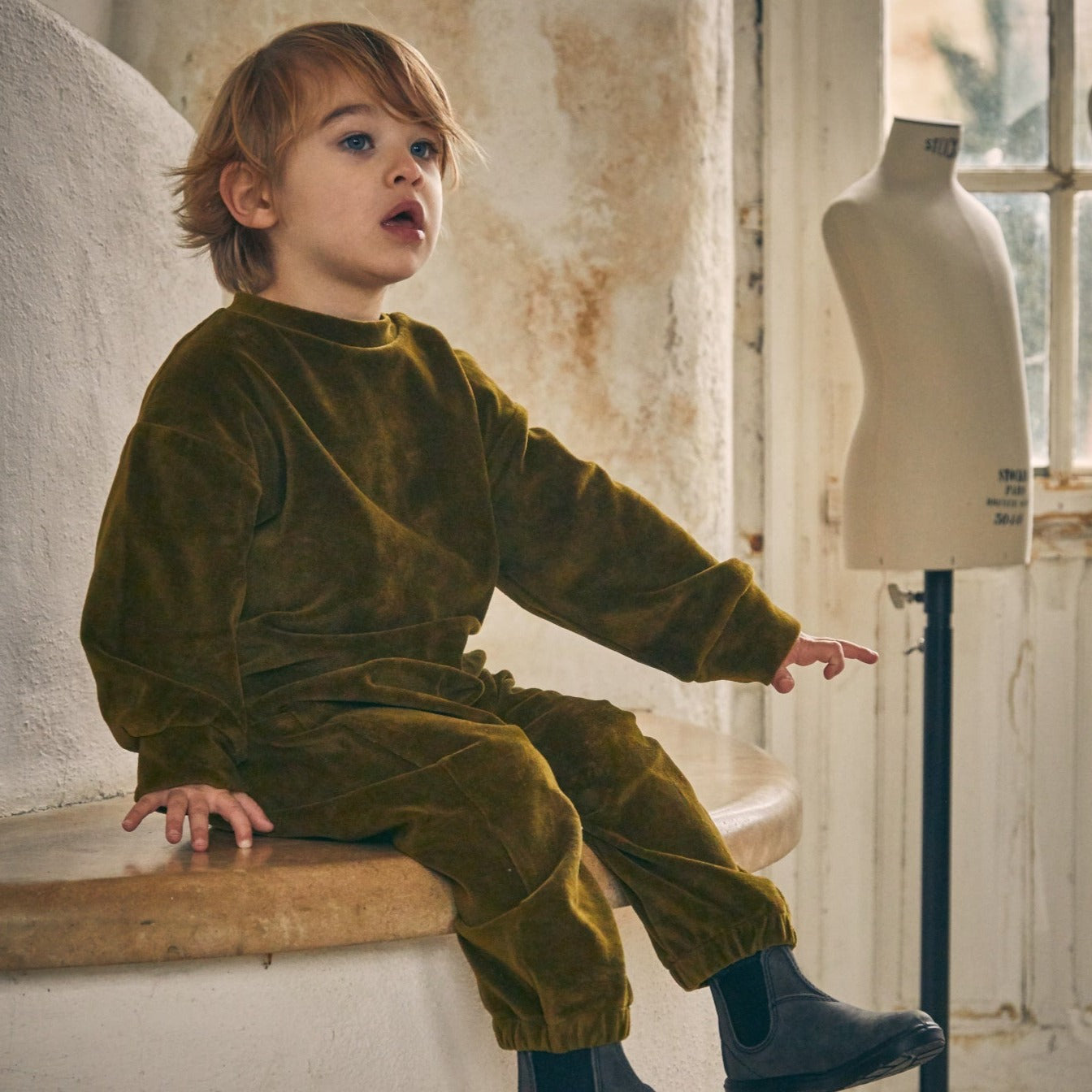 Poudre Organic PANTALON CANNELLE VELOURS Fir Green