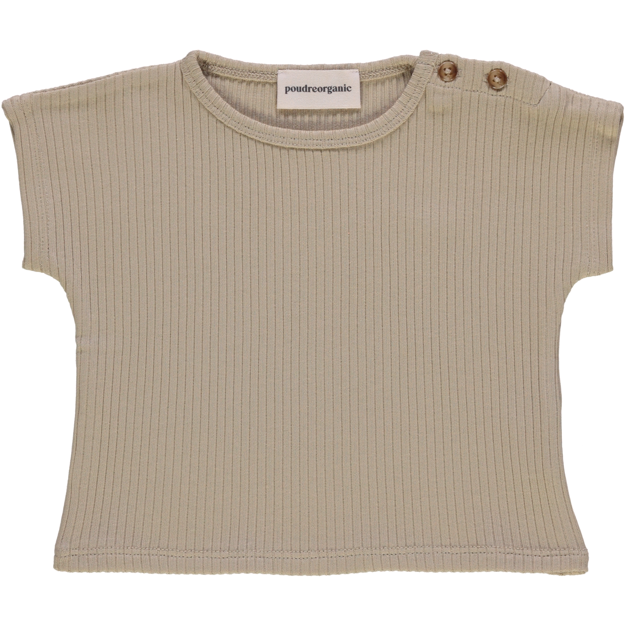 Poudre Organic T-SHIRT DIGITAL CÔTELÉ Olive Gray