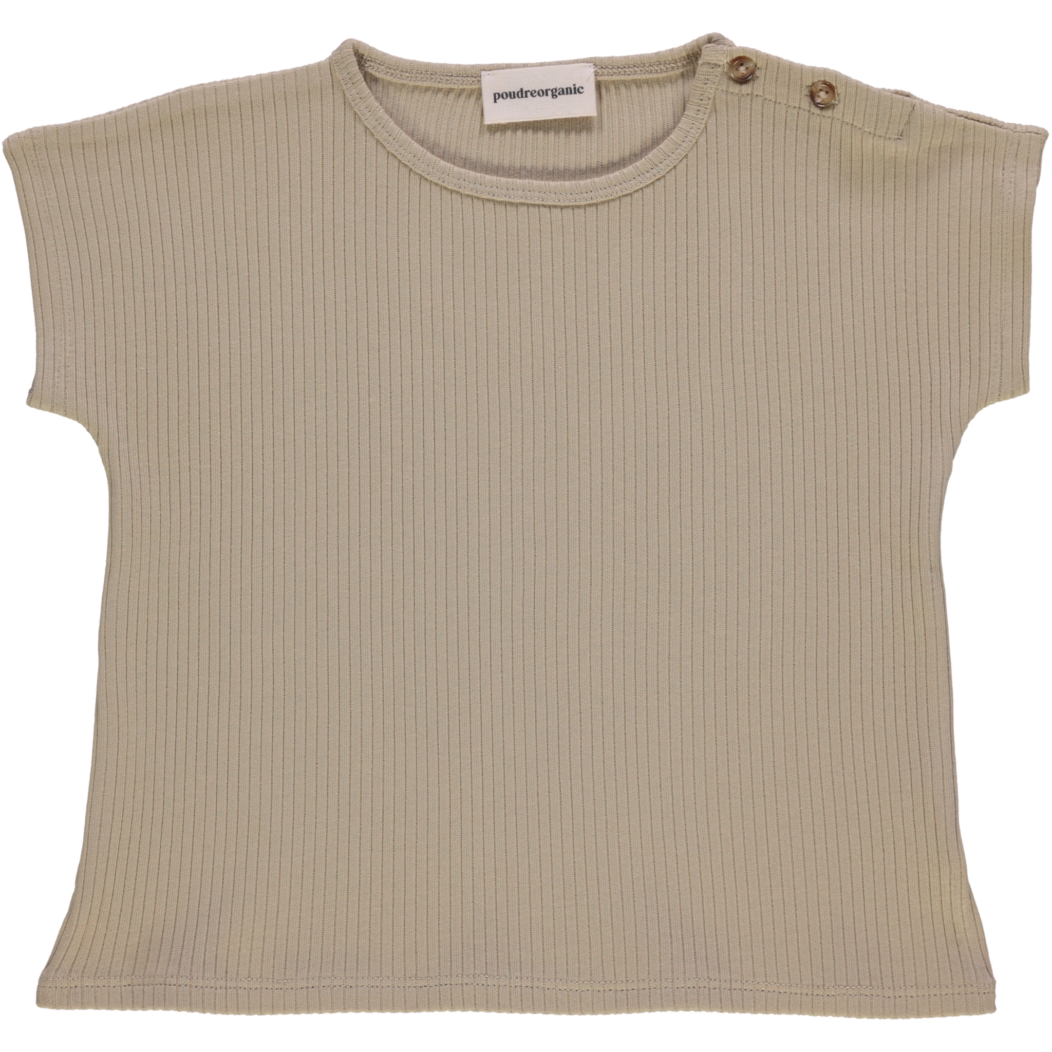 poudre organic T-SHIRT DIGITAL CÔTELÉ Olive Gray