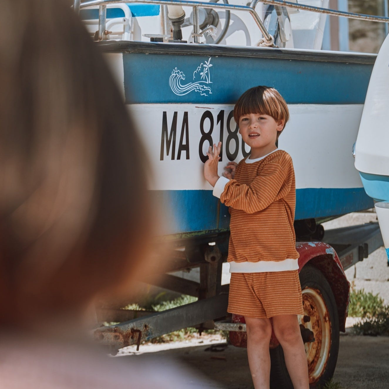 Poudre Organic SHORT GUI Rayures Biscotti / Bone Brown