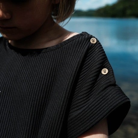 Poudre Organic T-SHIRT BOURRACHE CÔTELÉ Pirate Black