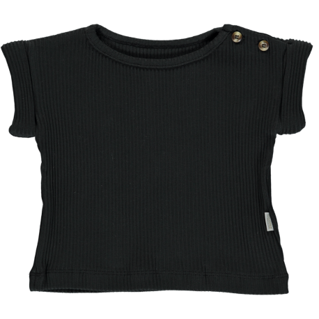poudre organic T-SHIRT BOURRACHE CÔTELÉ Pirate Black
