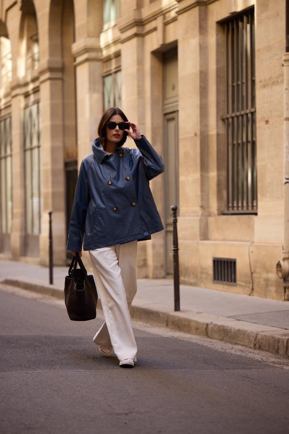 Pret Pour Partir CABAN DÉPERLANT ZOE EN LIN ENDUIT ET COTON ARDOISE