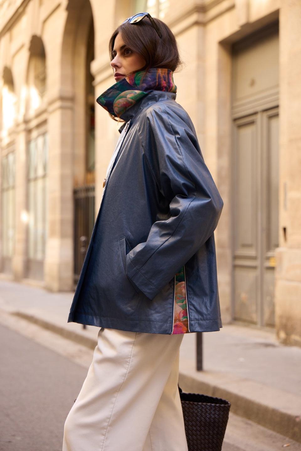 Pret Pour Partir CABAN DÉPERLANT ZOE EN LIN ENDUIT ET COTON ARDOISE