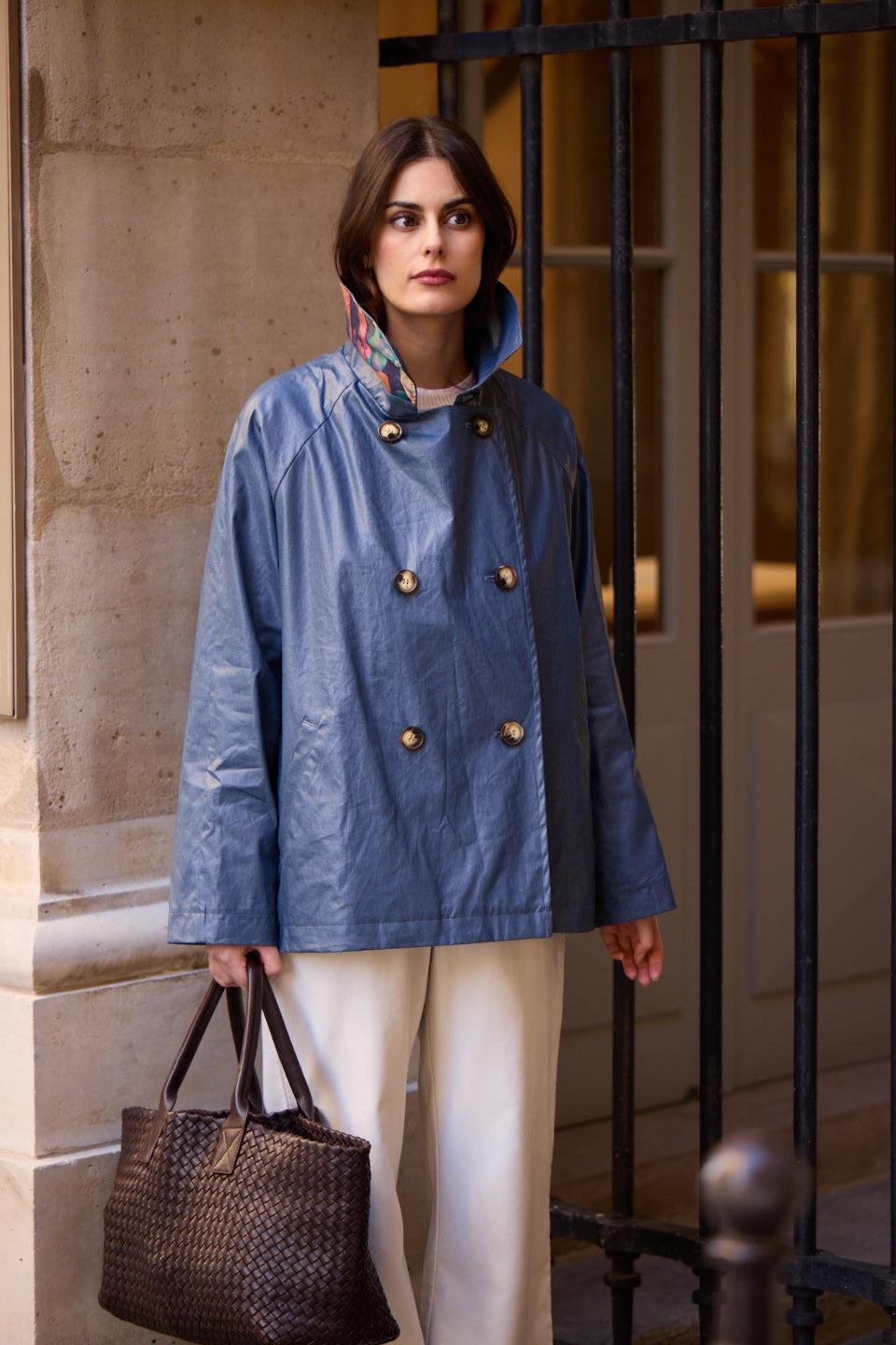 pret pour partir CABAN DÉPERLANT ZOE EN LIN ENDUIT ET COTON ARDOISE