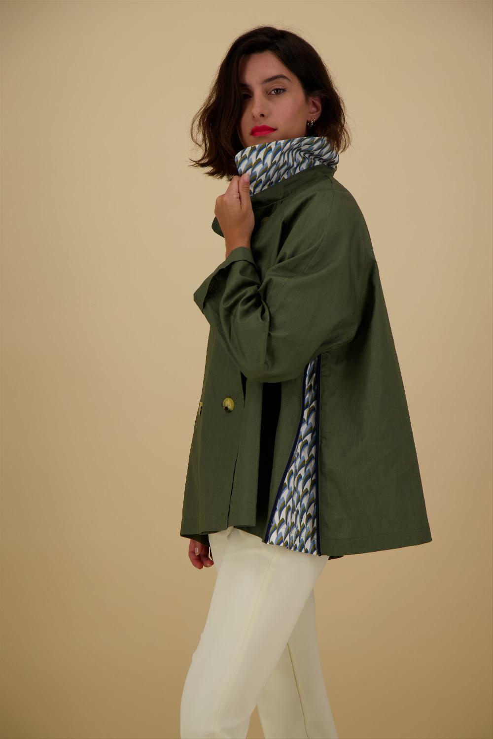 Pret Pour Partir CABAN DÉPERLANT ZOE EN LIN ENDUIT ET COTON KAKI