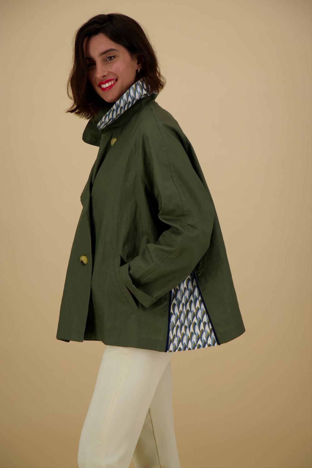 Pret Pour Partir CABAN DÉPERLANT ZOE EN LIN ENDUIT ET COTON KAKI