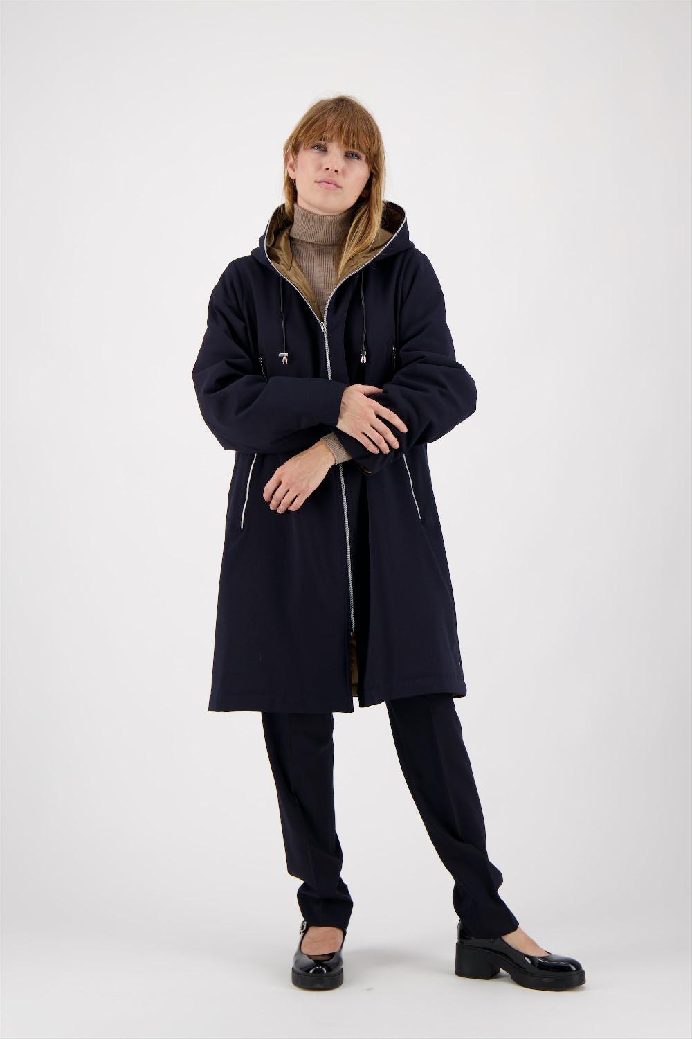 pret pour partir PARKA BARBARA en gabardine de laine déperlante coloris blueblack